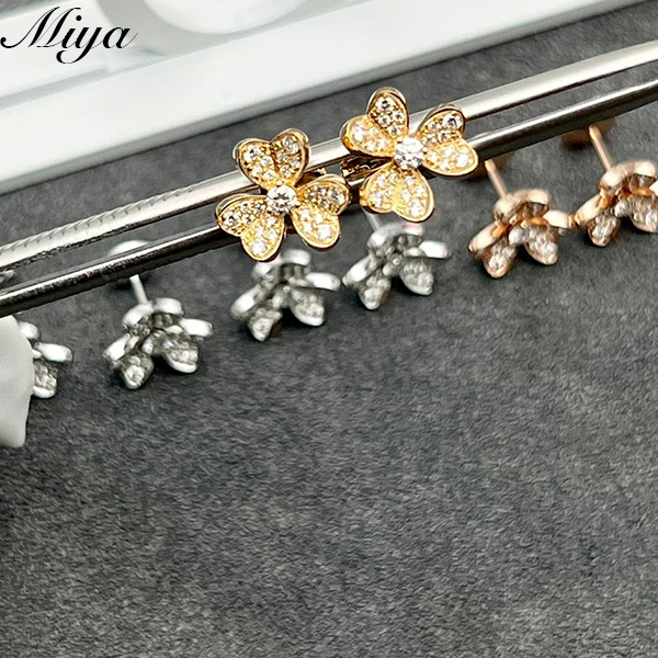 Van Cleef 18K Gold Mini Full Diamond Earrings Jewelry Wholesale for Women