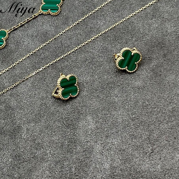 Van Cleef 18K Gold Green Onyx Clover Earrings Classic Inspired Jewelry Factory Wholesale for Women