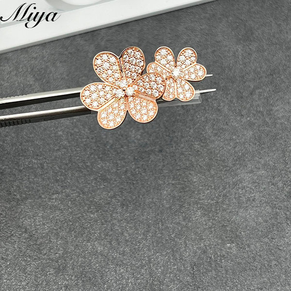 18K Gold Van Cleef Full Diamond Earrings Factory Wholesale Direct for Women